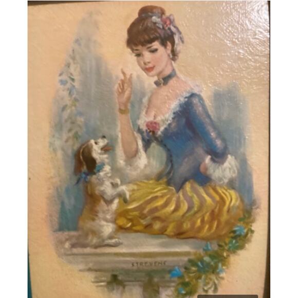 Vintage 1960's Framed Artwork 'Buff Girl' by Strevens - Picture 2 of 4